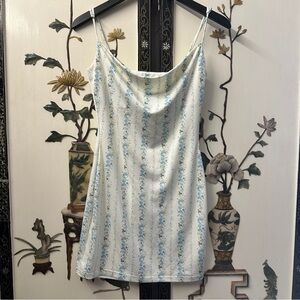 White Blue Floral Slip Dress – Cottagecore Y2K Mini Sundress